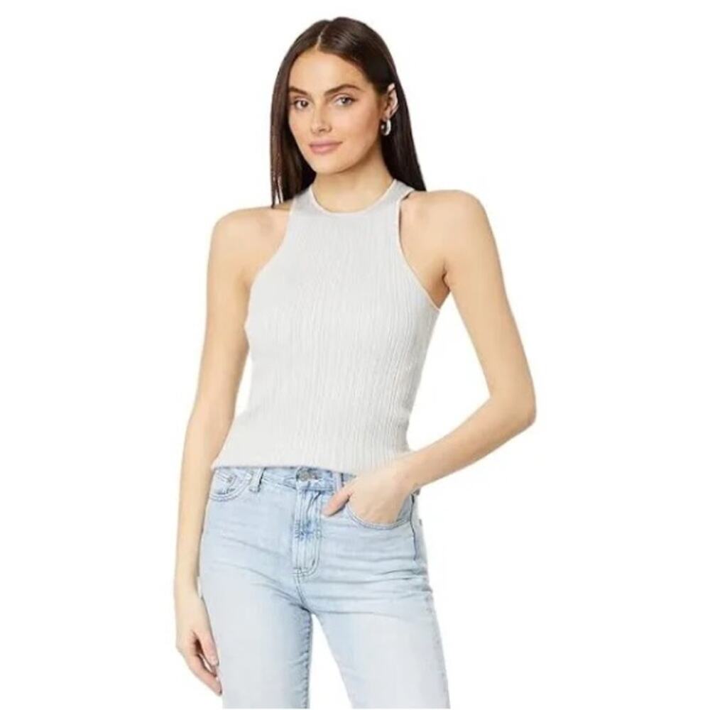 The Signature Shimmer Knit Cutaway Sweater Tank Vapor Silver Size XXS NO048